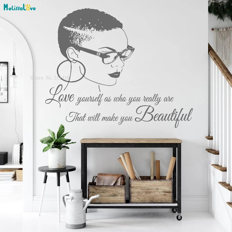 Короткие волосы красивая Африканская женщина Наклейка на стену Изысканная