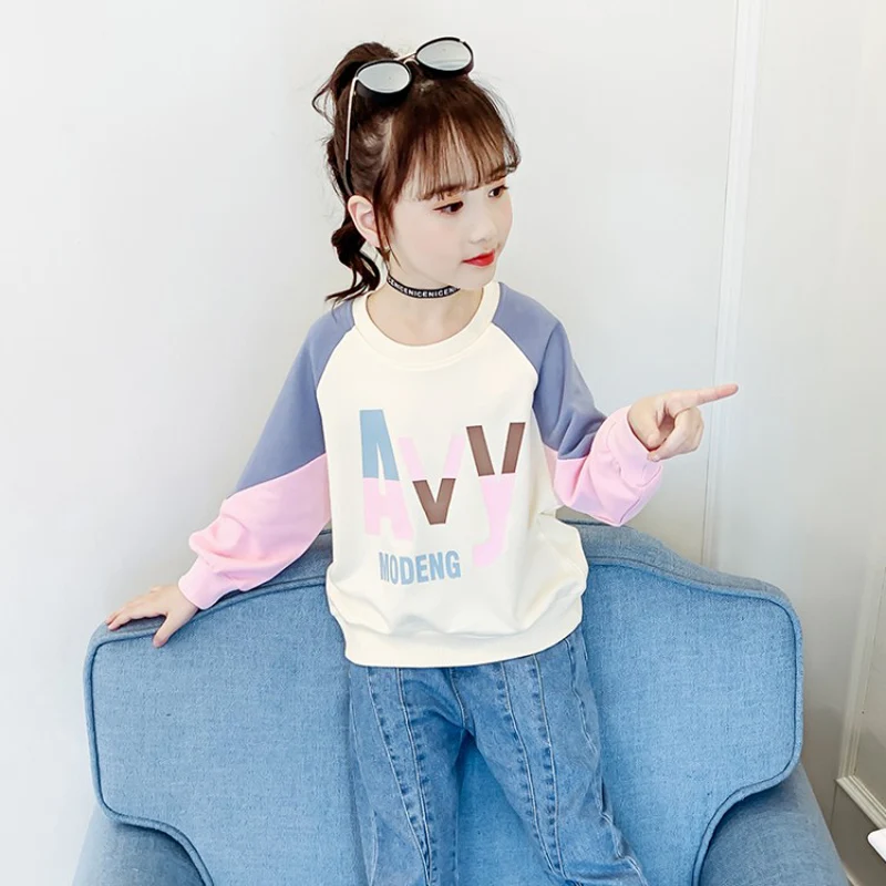 

Cotton Baby Girls Sweatshirts 2021 New Spring & Autumn Children Pullover Tops Kids Long Sleeve Bottoming Shirt for Girls 6-14Y