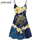 Платье Jackherelook на бретелях-спагетти для девочек-подростков, женский пляжный сарафан без рукавов с принтом гибискуса и черепахи с открытой спиной, 2020