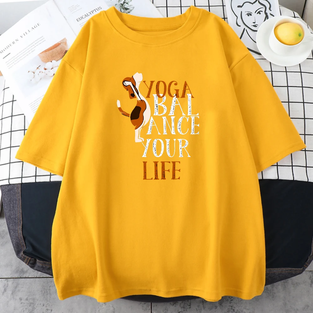 

Женская футболка с принтом «Yoga Bal Ance Your Life», качественная футболка в стиле ретро, хлопковая Футболка Vogue S-XXXL, уличная футболка с круглым вырез...