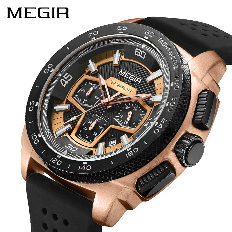 

MEGIR Mens Top Brand Luxury Chronograph Men Sport Watch Fashion Silicone Army Military Quartz Watches Male Clock Reloj Hombre