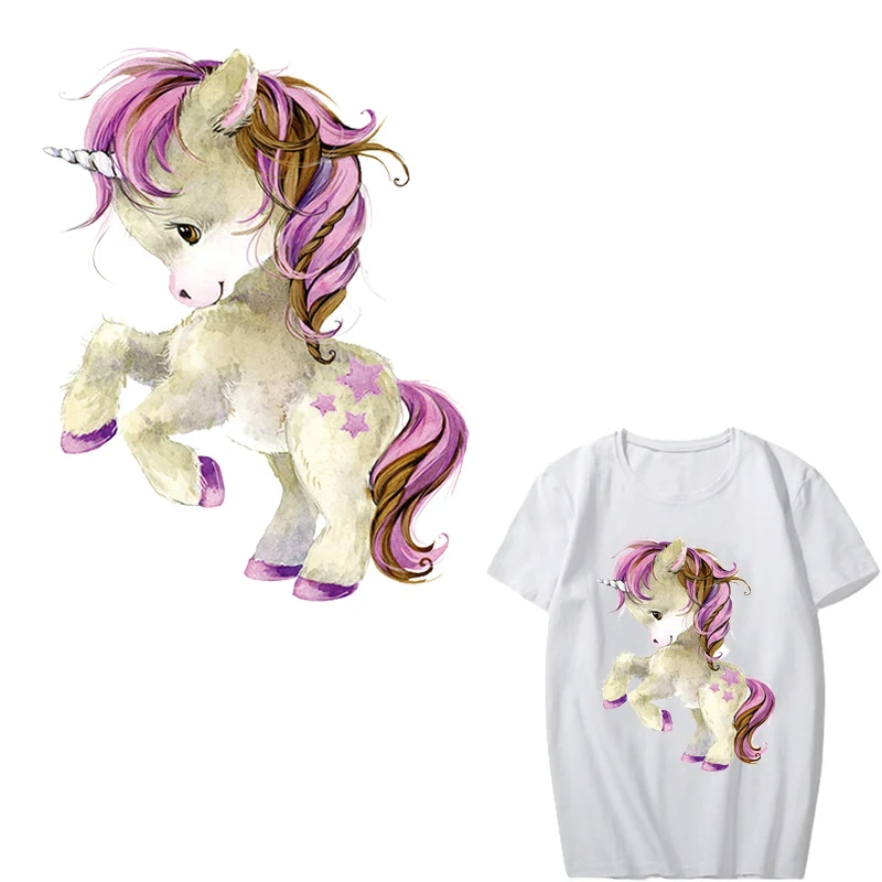 

Iron on Cute Unicorn Patches for Kids Clothing DIY T-shirt Dresses Applique Heat Transfer Vinyl Stickers Stripes on Clothes