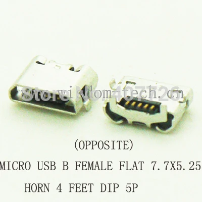 

Free shipping 1000pcs/lot B type female 5P Micro USB socket connector 7.7X5.25 horn DIP FLAT MOUTH(OPPOSITE)