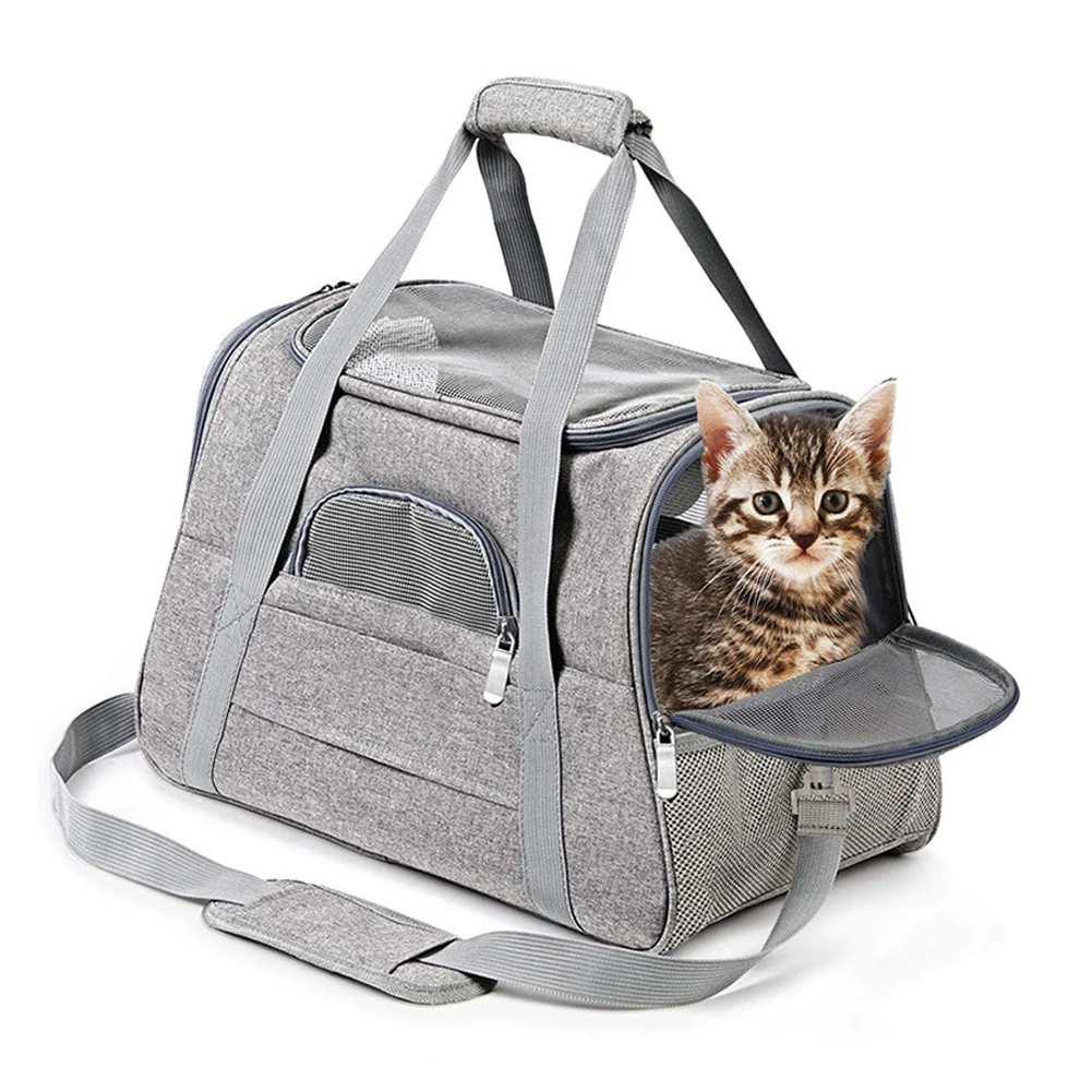 

Cat Carrier Bags Transport Pet Bag With Locking Safety Zippers Portable Breathable Foldable Cat Backpack For Pet Dog Cat Bag