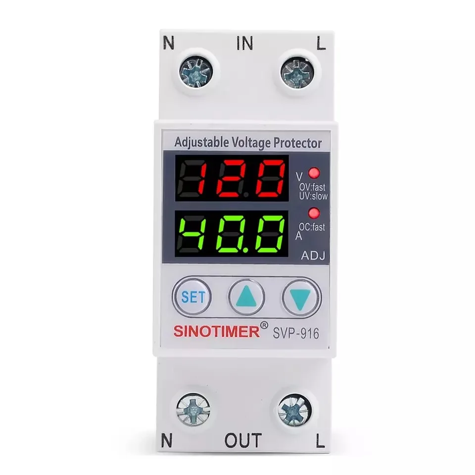 household 63a 80a 230v 5060hz din rail adjustable digital dual display limit over current over under voltage protection switch free global shipping