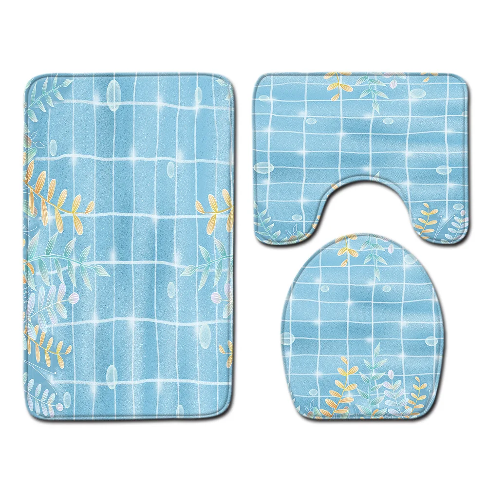 Retro Printed Bathroom Carpet Rug Bath Mat Set Toilet Seat Cover Pedestal Non Slip Absorbent Shower | Дом и сад