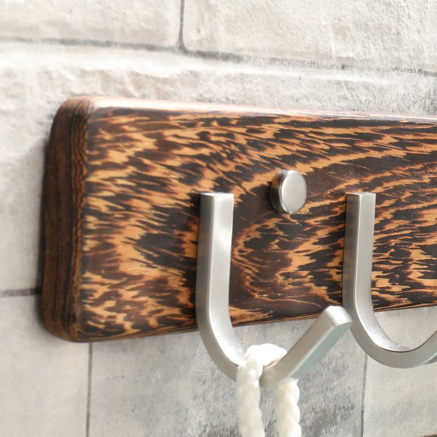 Крючок дерево Нержавеющая сталь Ванная комната настенная вешалка для одежды