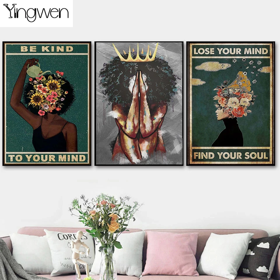 

Triptych Diamond Painting Black Girl Cross Stitch Full Square/Round Drill Mosaic Diamond Embroidery Rhinestones Wall Art 3 Piece