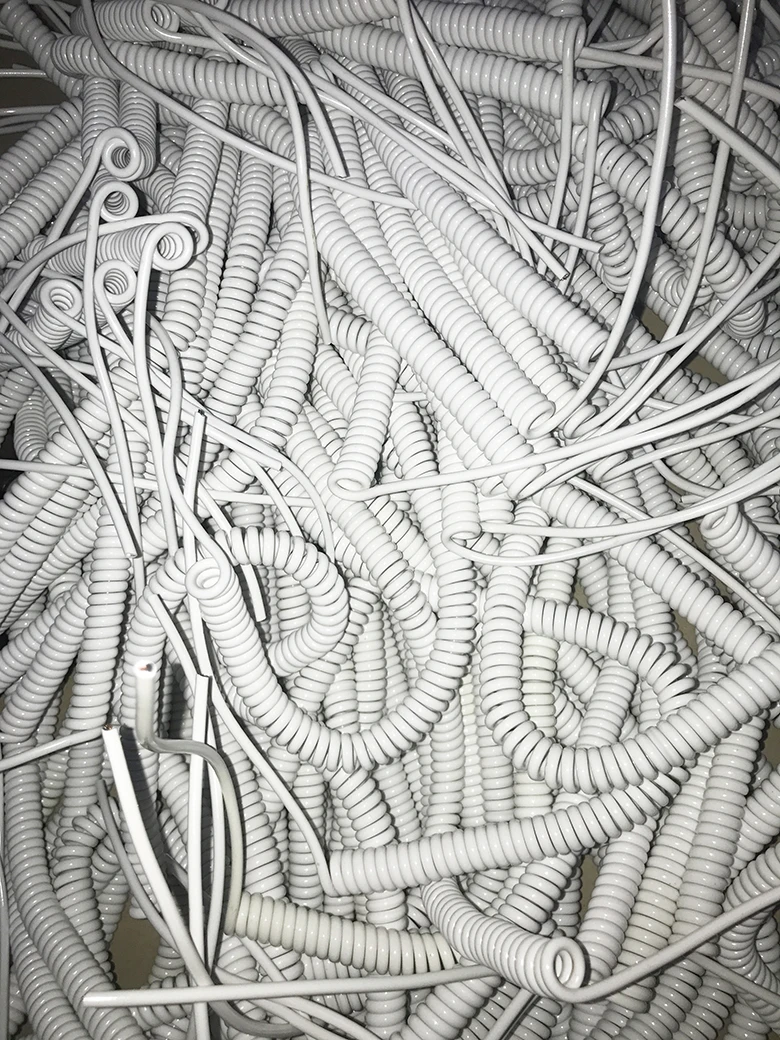 2 ядра спиральная проволока 2PIN 0,3 квадратный 0.7мм2/1.5мм2/2.5мм2 ПУ весна электрический кабель Белый стрейч 1 м 2 м 3 м волосы Hryer провода