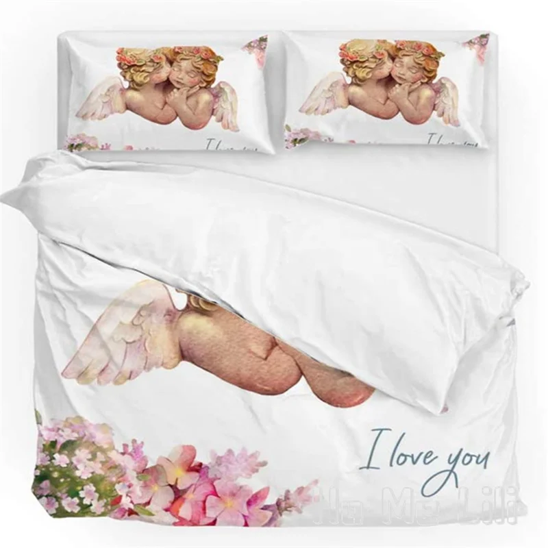 

Cute Watercolor Angels Cherub Duvet Cover By Ho Me Lili Bedding Sets Brushed Microfiber Ultra Soft All Season