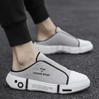 Мужские летние сетчатые дышащие мюли, пляжные шлепанцы с подкладкой, однотонные мужские тапки для улицы, 2021