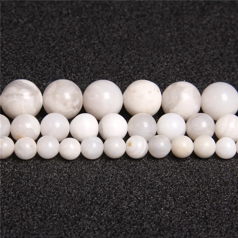 Бусины из натурального камня белые бусины сумасшедшего агата круглые