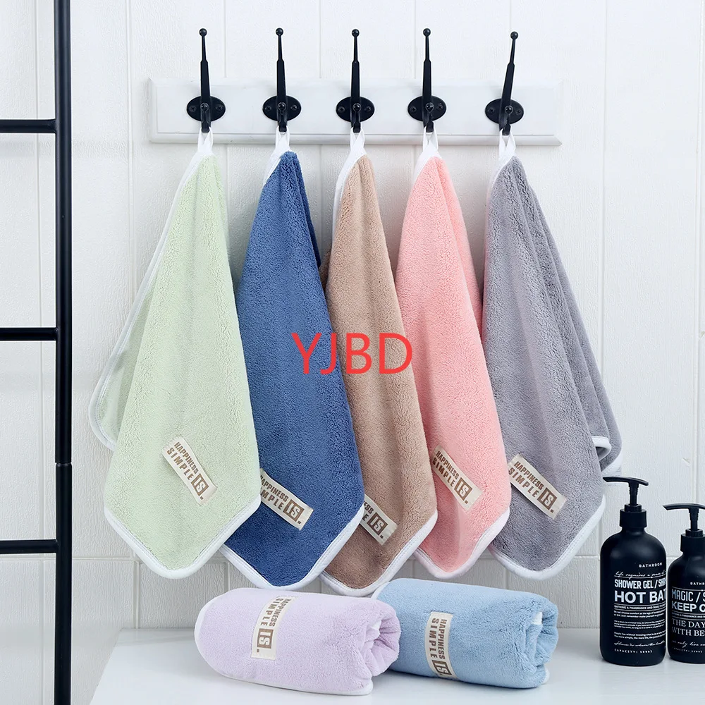 

70X35cm Towel High-density Coral Velvet Fiber Thickened Double-sided Speed Dry-cleaning Face Absorbent Non-linting Edging Towel