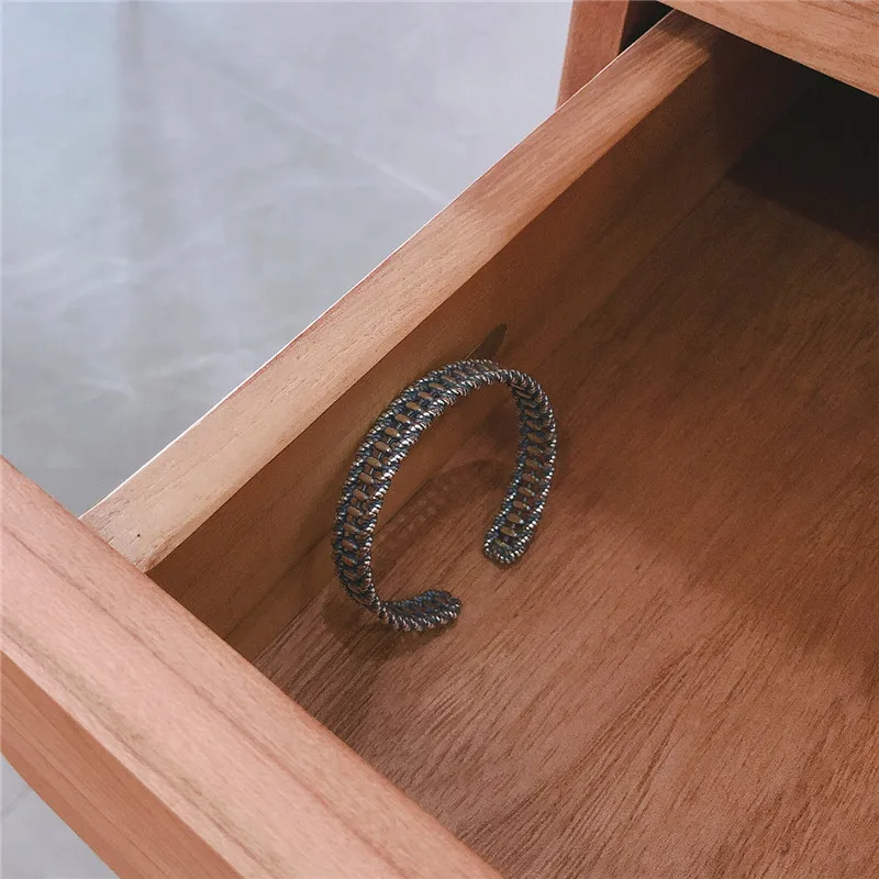 

RUIYI Real 925 Sterling Silver Classic Make Old Women Vintage Cuff Bangles Handmade Weaving Twisting Lovers Luxury Gift Bangles