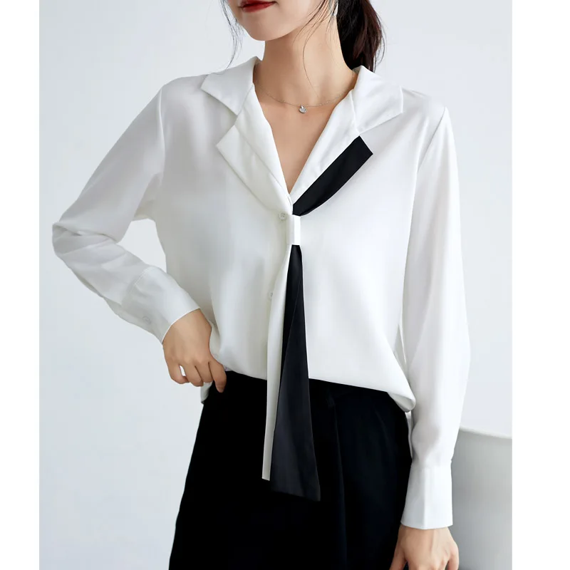 

Free shipping woman feminina Women's vintage blouse fashion clothes 2020 spring autumn white chiffon shirts female D0052