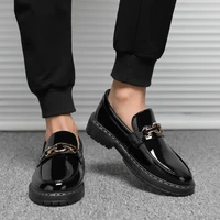 black slip on casual men loafers flats dress shoes male loafers casual wedding and mens party leather oxford brogue size 38 48
