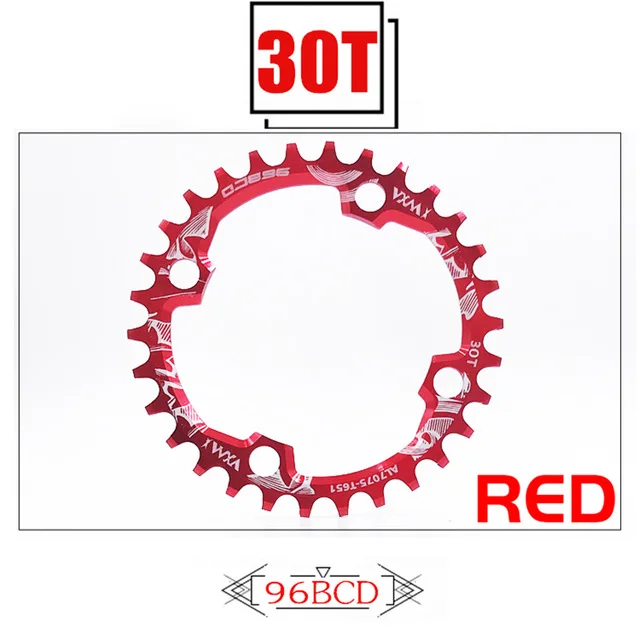 Red 30T Round VXM Велосипедная кривошипная и цепная цепь VXM 96BCD 32 T/34 T/36 T/38 T круглая узкая широкая цепь MTB дорожный велосипед шатун бензопилы запчасти для велосипеда - Цвет: Red 30T Round VXM