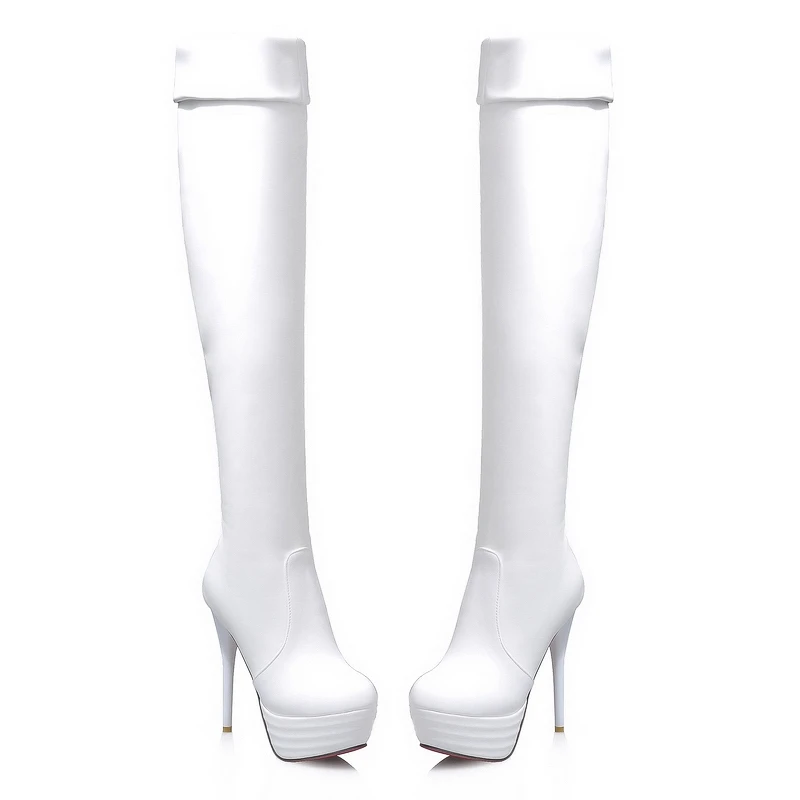 Новинка 2020 года size33-46 облегающие сапоги выше колена Женская обувь на очень