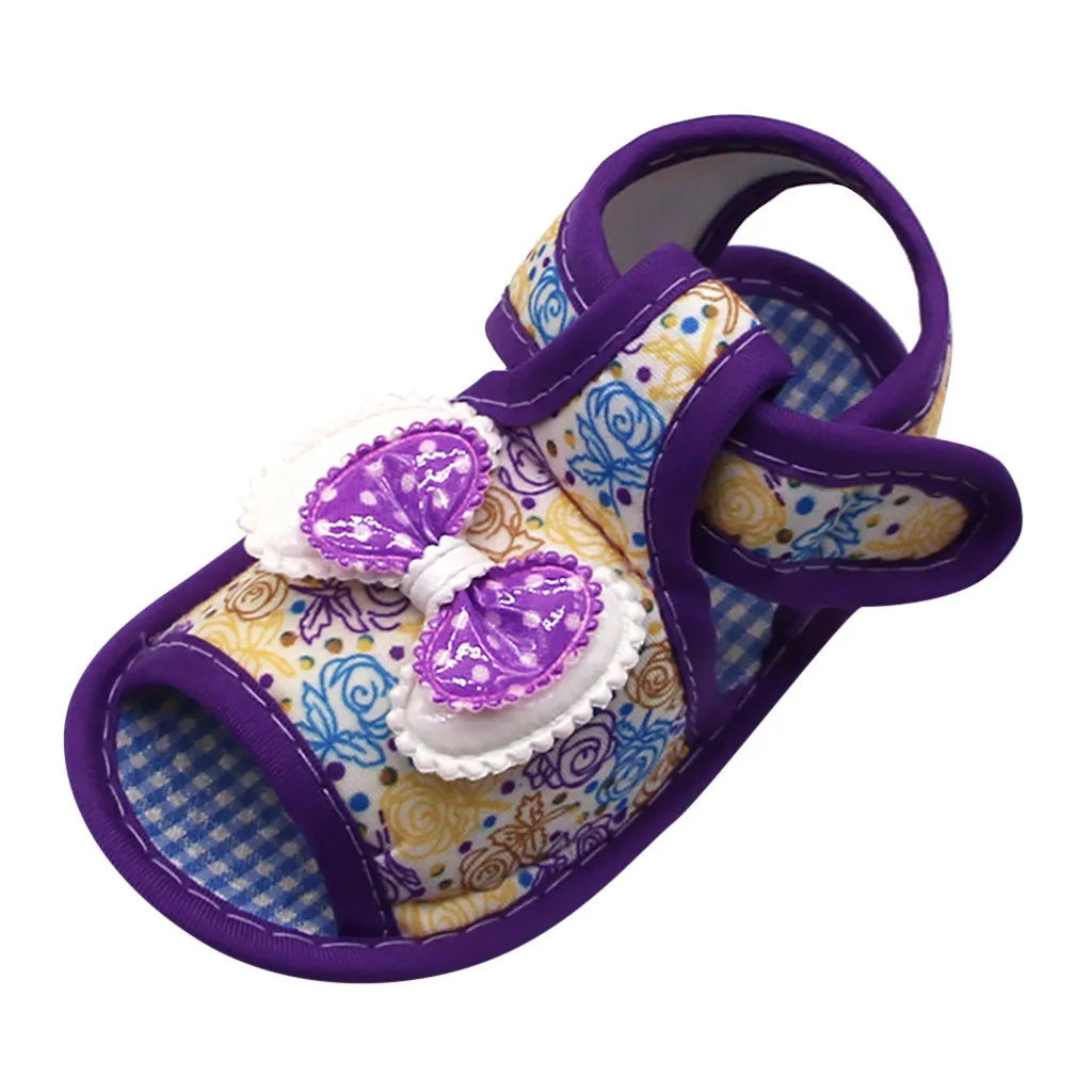 Босоножки для новорожденных девочек с принтом Нескользящие сандалии бантом