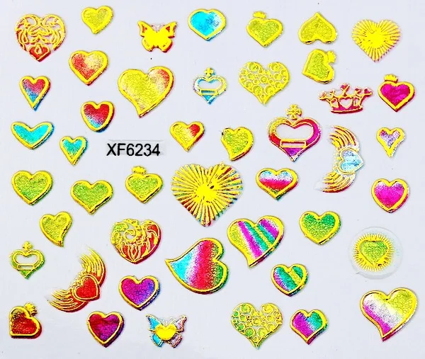 New 1 Sheet 3D Water Decals Nail Art StickersColored Polygon Mix Flower Shape for Nails Sticker Decorations Manicure | Красота и