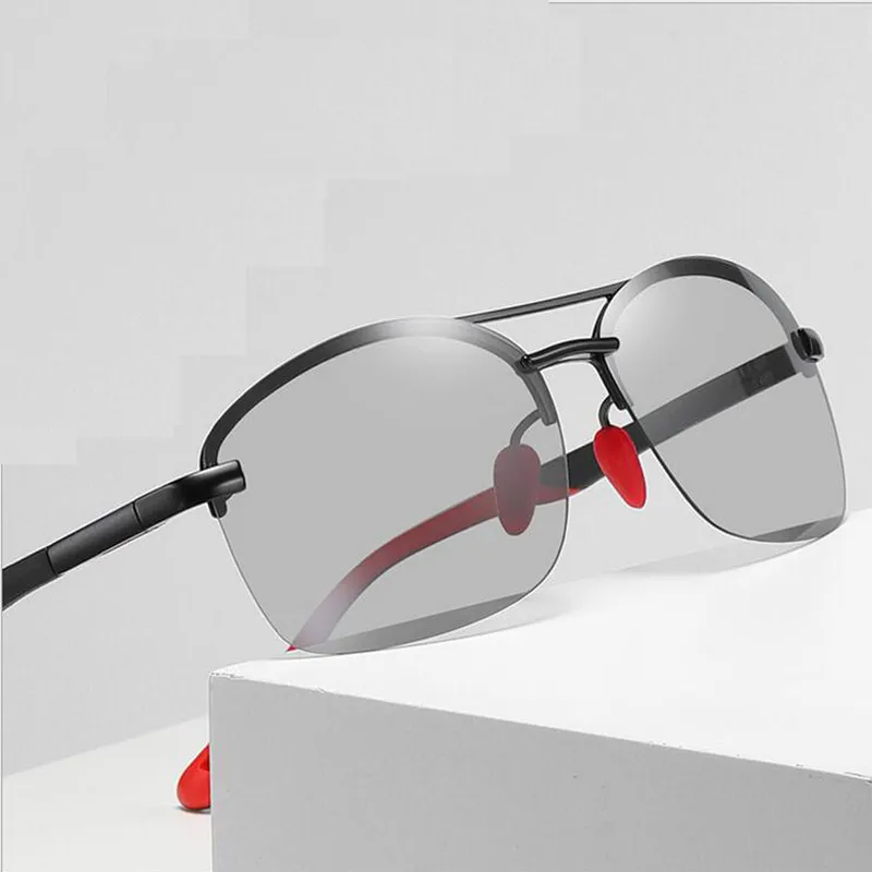 

2021 New Polarized Sunglasses Men's Frameless Sunglasses Half Frame Men's Photochromic Glasses S664
