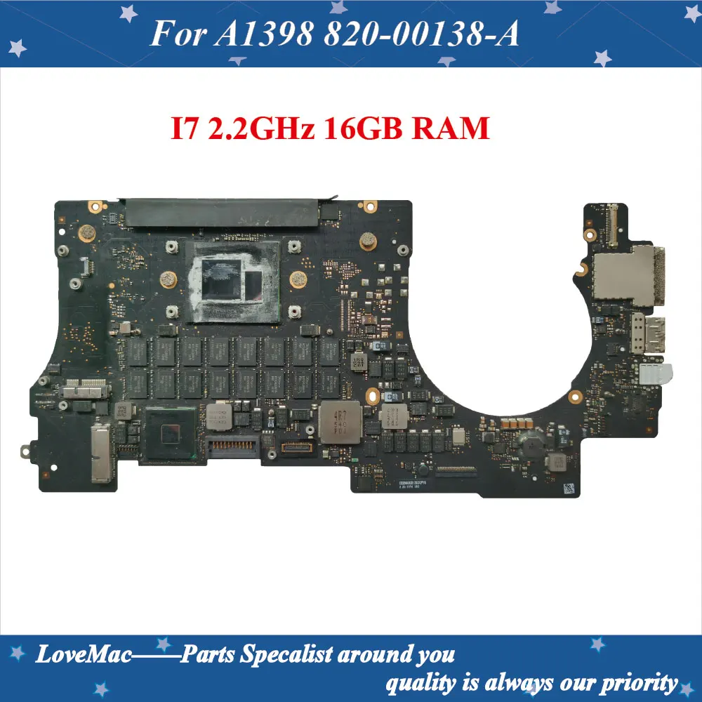 

High quality 661-02524 For MacBook Retina Pro 15" A1398 Logic Board I7 2.2GHz 16GB RAM 2015 Year Motherboard PCB 820-00138-A