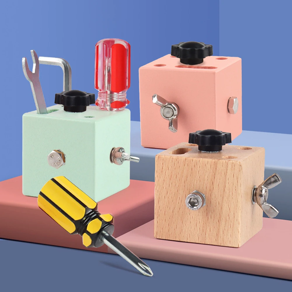 

Детская деревянная игрушка с закручивающимися винтами и гайками, игрушка Монтессори, сенсорная игрушка, интерактивные базовые навыки, обуч...