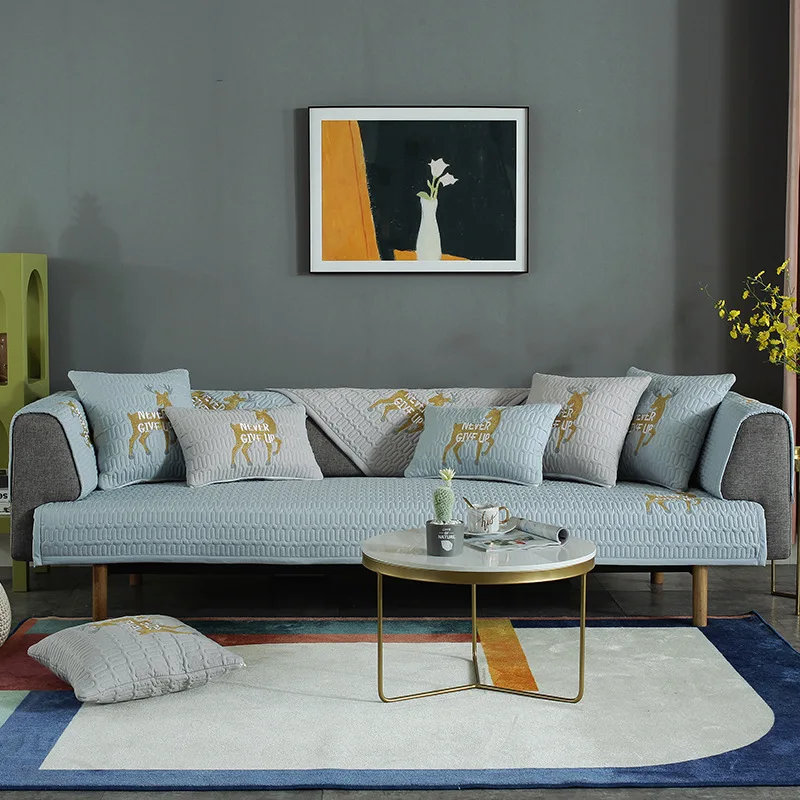 Modern Thick Plush Slipcover Grid Sofa Cover Towel Elegant Anti-skid Seat Couch Luxury Decor for Home Parlour Living Room | Дом и сад