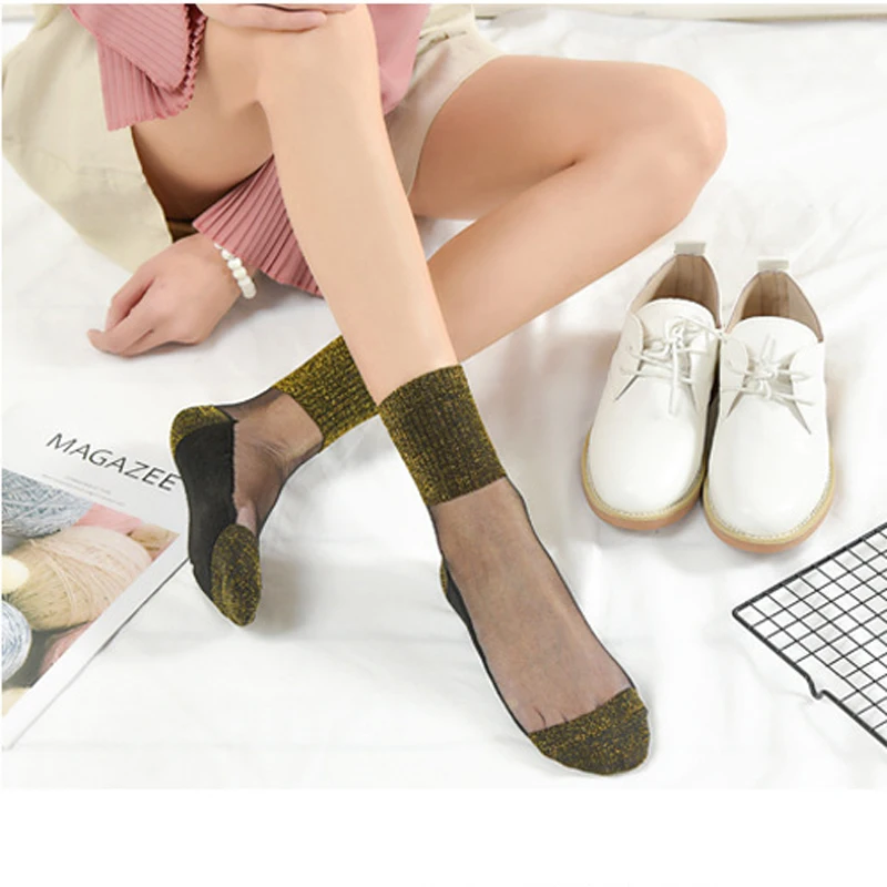 

1/2/3/4pairs Lace Floral Mesh Women Socks Female Socks Summer Thin Crystal Silk Transparent Breathable Ankle Sox Women's Socks