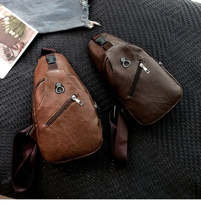 2020 новая Корейская мужская многофункциональная PU нагрудная сумка через плечо