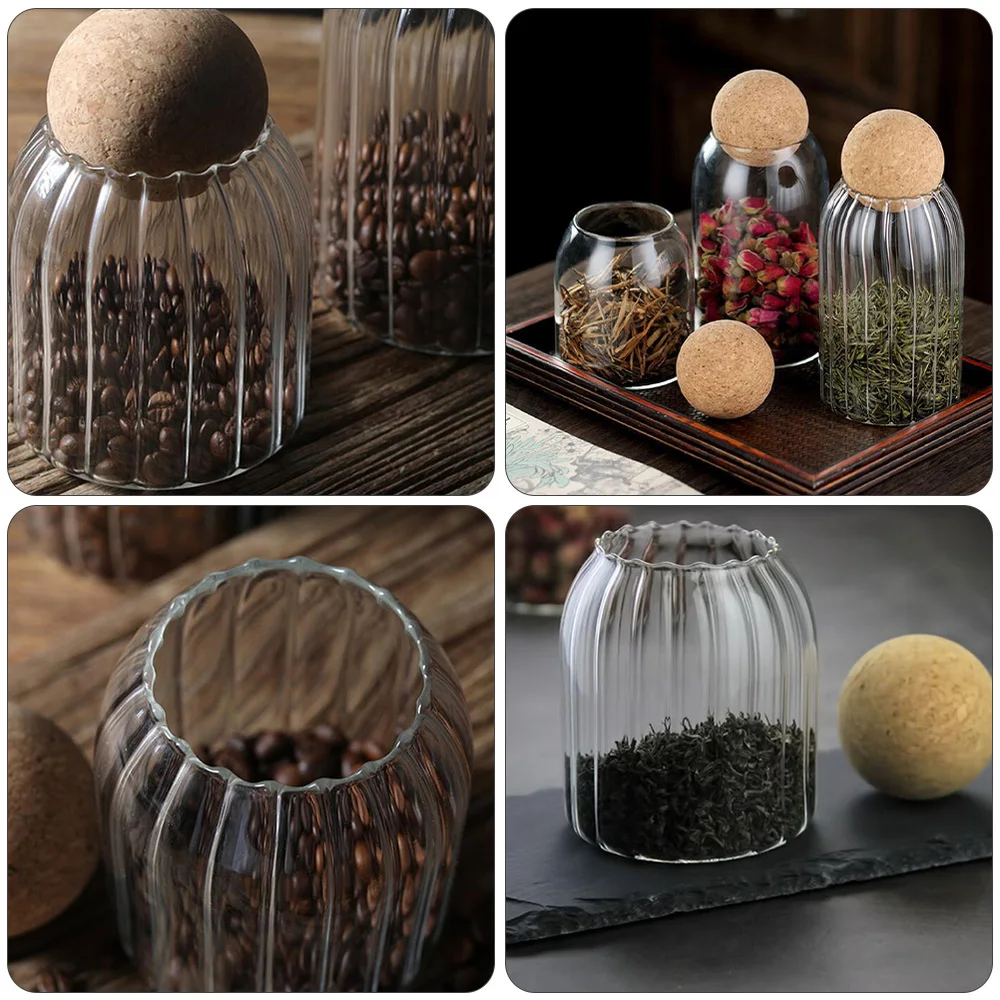 

1pc Cork Glass Storage Bottle Tea Can Creative Multi-purpose Dry Food Storage Can