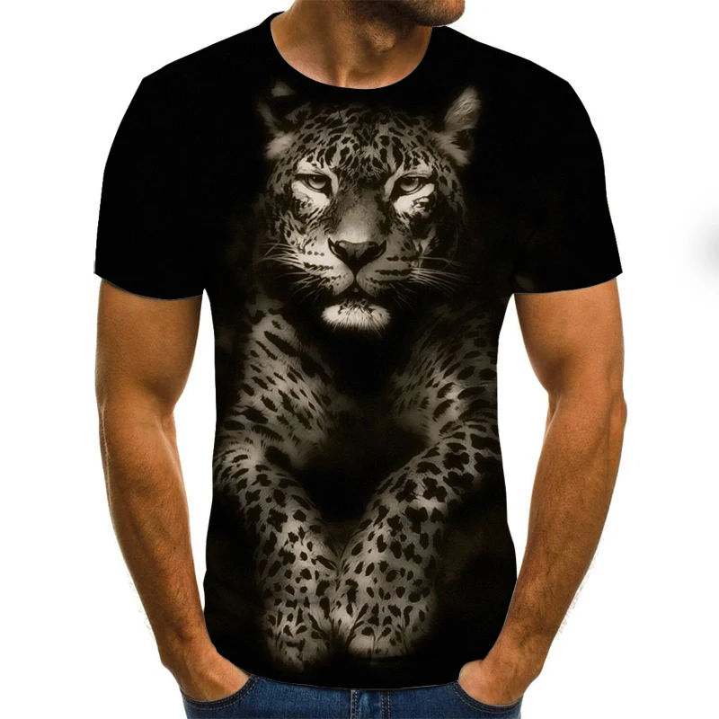 

2021 new Summer men shirts 3D printing Loose short sleeves men's Interesting various animals t-shirt casual street clothing