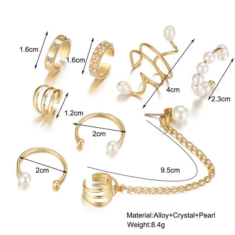 Модные жемчужные клипсы для ушей манжеты женщин и мужчин серьги-клипсы не