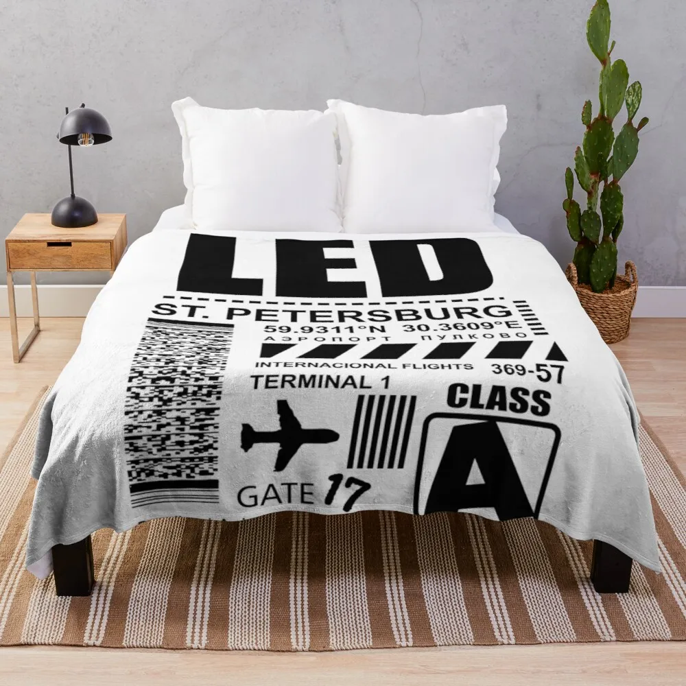 

International Airport St Petersburg Pulkovo LED Plush Throw Fleece Blanket Throw for Boys BedSpread Sofa Bedroon Décor