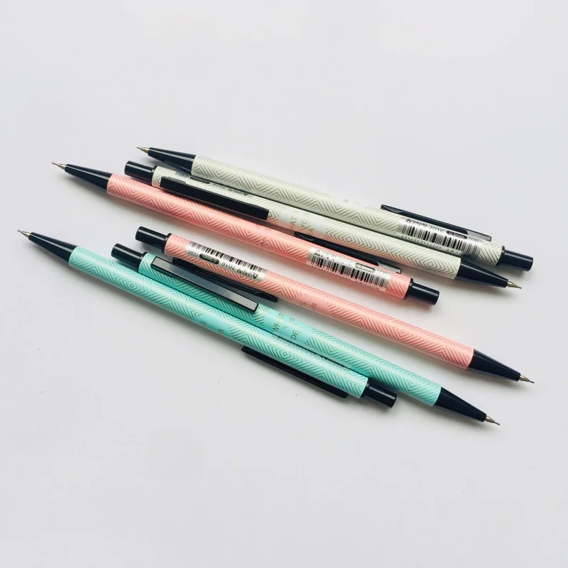 

1PCS Simple Candy Pastel Stripes Metal Press Automatic Mechanical Pencils School Office Supply 0.5mm
