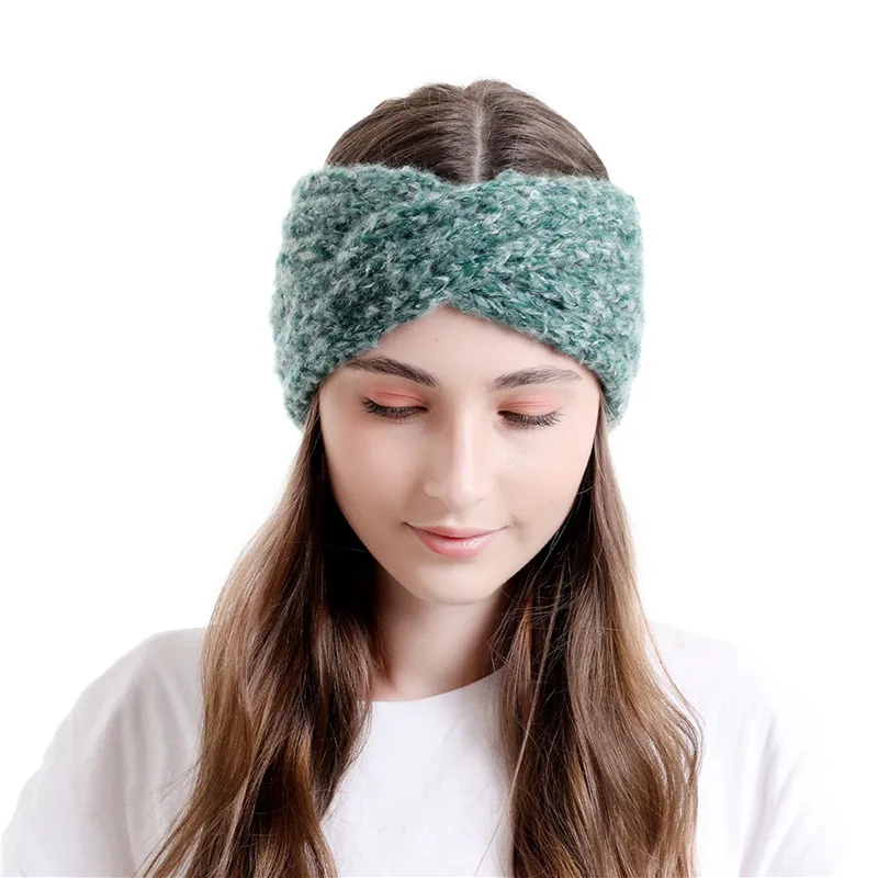 Зимняя Теплая повязка на голову женская модная шерстяная вязаная крючком