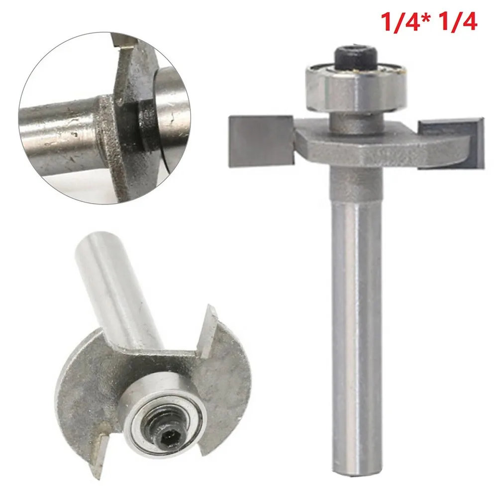 

1PC T Slot Cutter Router Bit 1/4" Shank 1/4" Cutting Depth 2 Flutes HSS Cutter Grooving Sharp Edge Router Bits For Woodworking