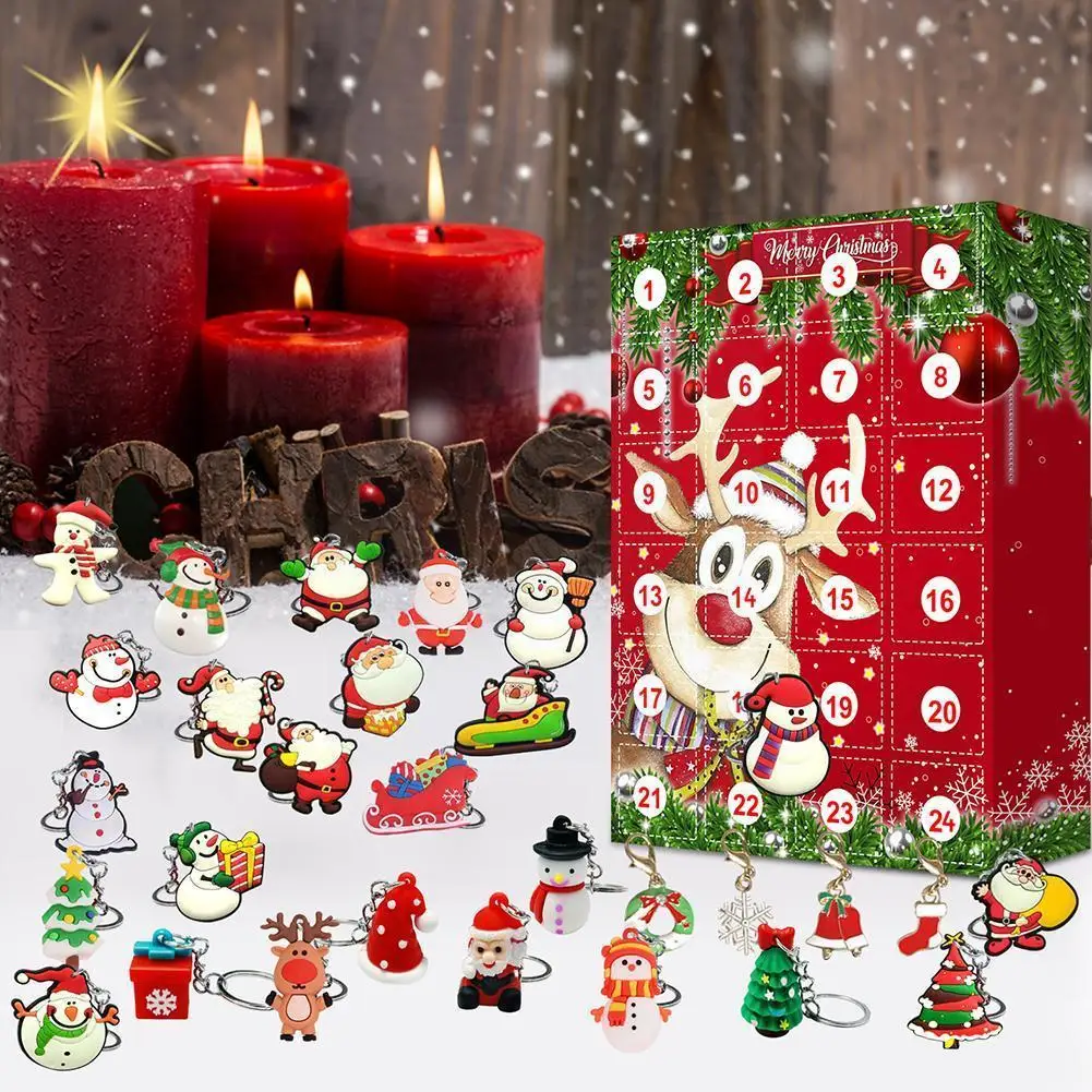 

24 Days Christmas Countdown Advent Calendar Surprise Resin Pendant Keychain Ornaments Decoration Christmas Gift For Childre L3F3