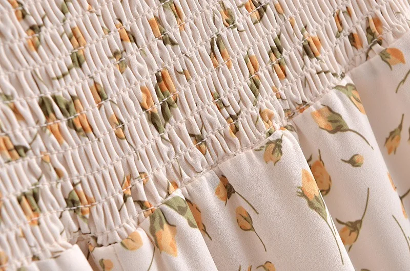 

SALEQI ruched smocked bust floral dress women new spring summer dress chiffon midi dress vintage style boho dress 2021