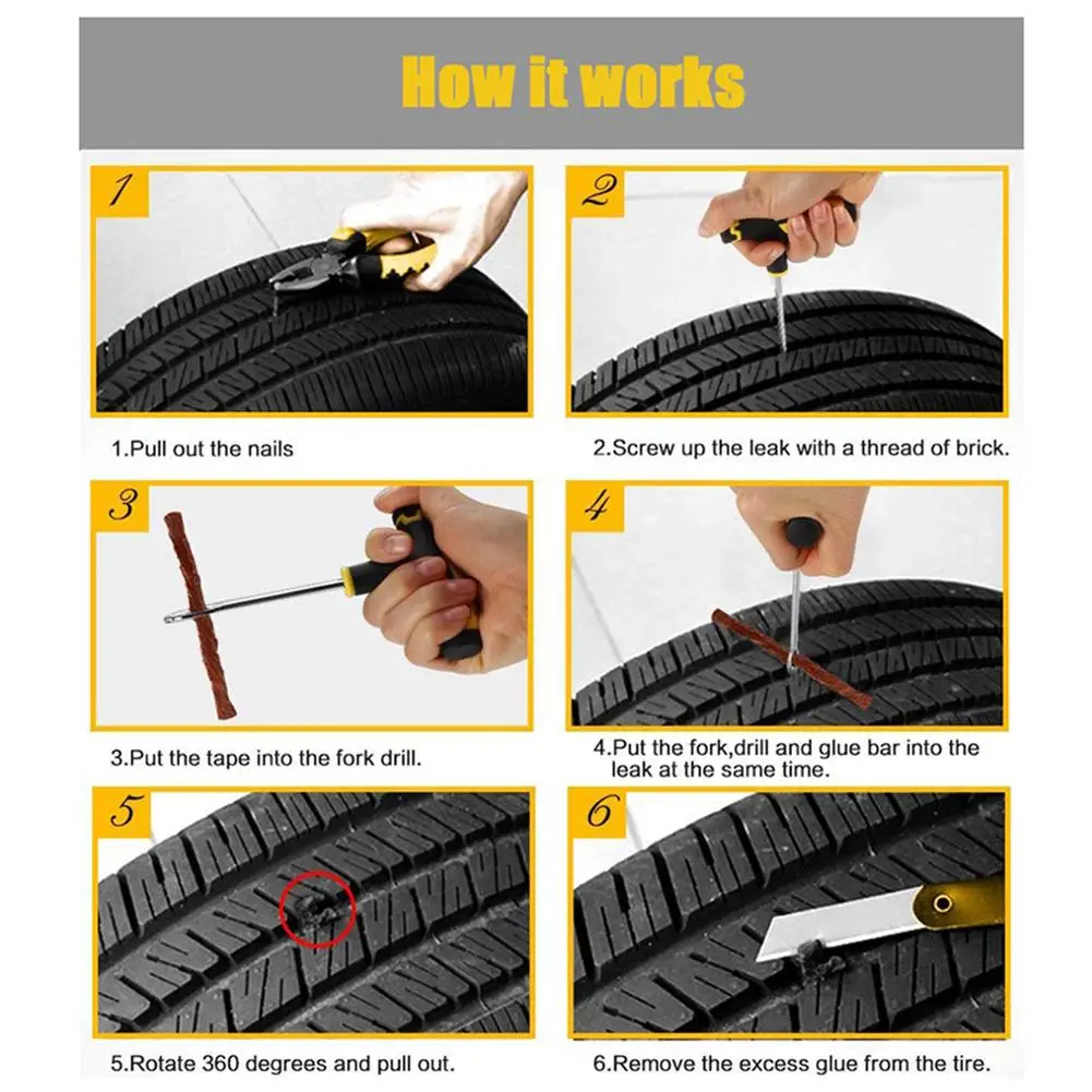 Быстрое восстановление автомобильных бескамерных шин пробка для Резиновая