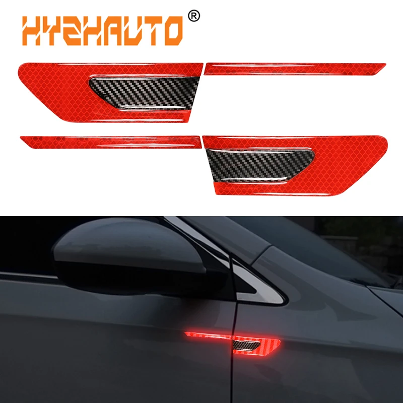 

HYZHAUTO 2Pcs Car Leaf Board Reflective Sticker 3D Carbon Fiber Truck Auto Motorcycle Reflective Warning Strips Anti-Scratch