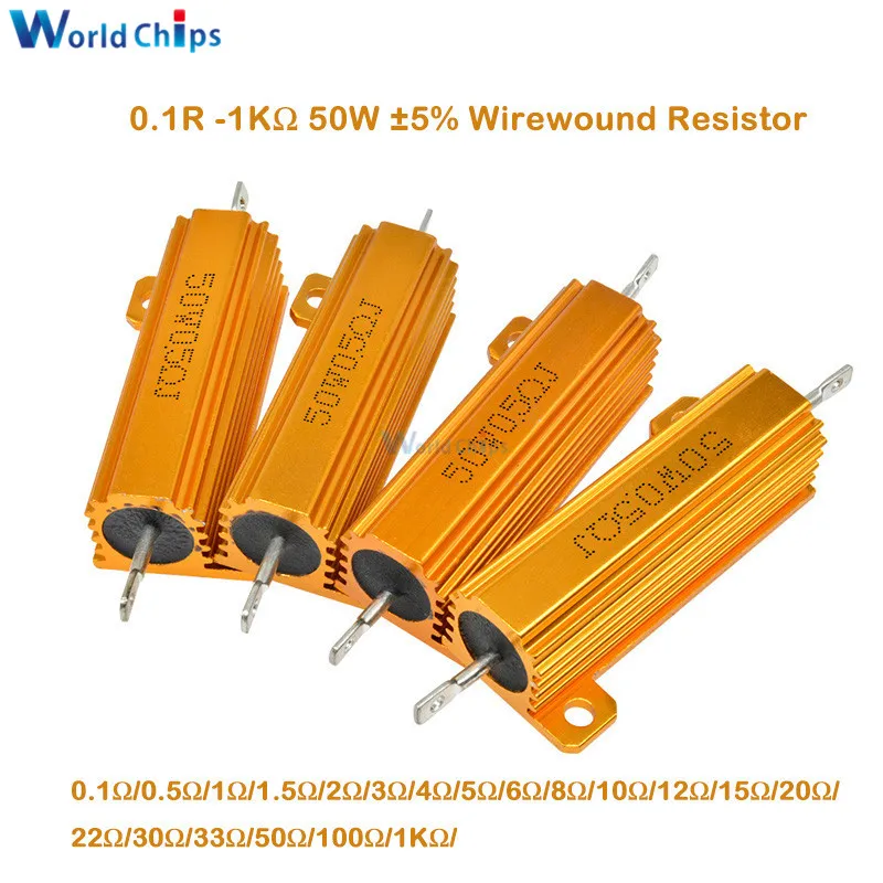 Резистор с проволочной обмоткой ± 5% 0 1r 5r 1R 1.5R 2R 8R 10R 20R 100R 1 кОм алюминиевый корпус 50