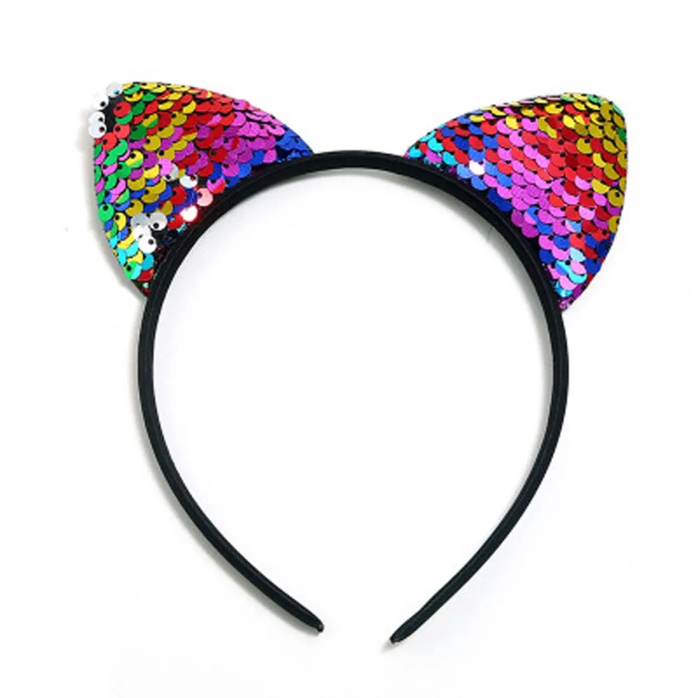 Модная блестящая повязка для волос с кошачьими ушками обруч девочек Женский