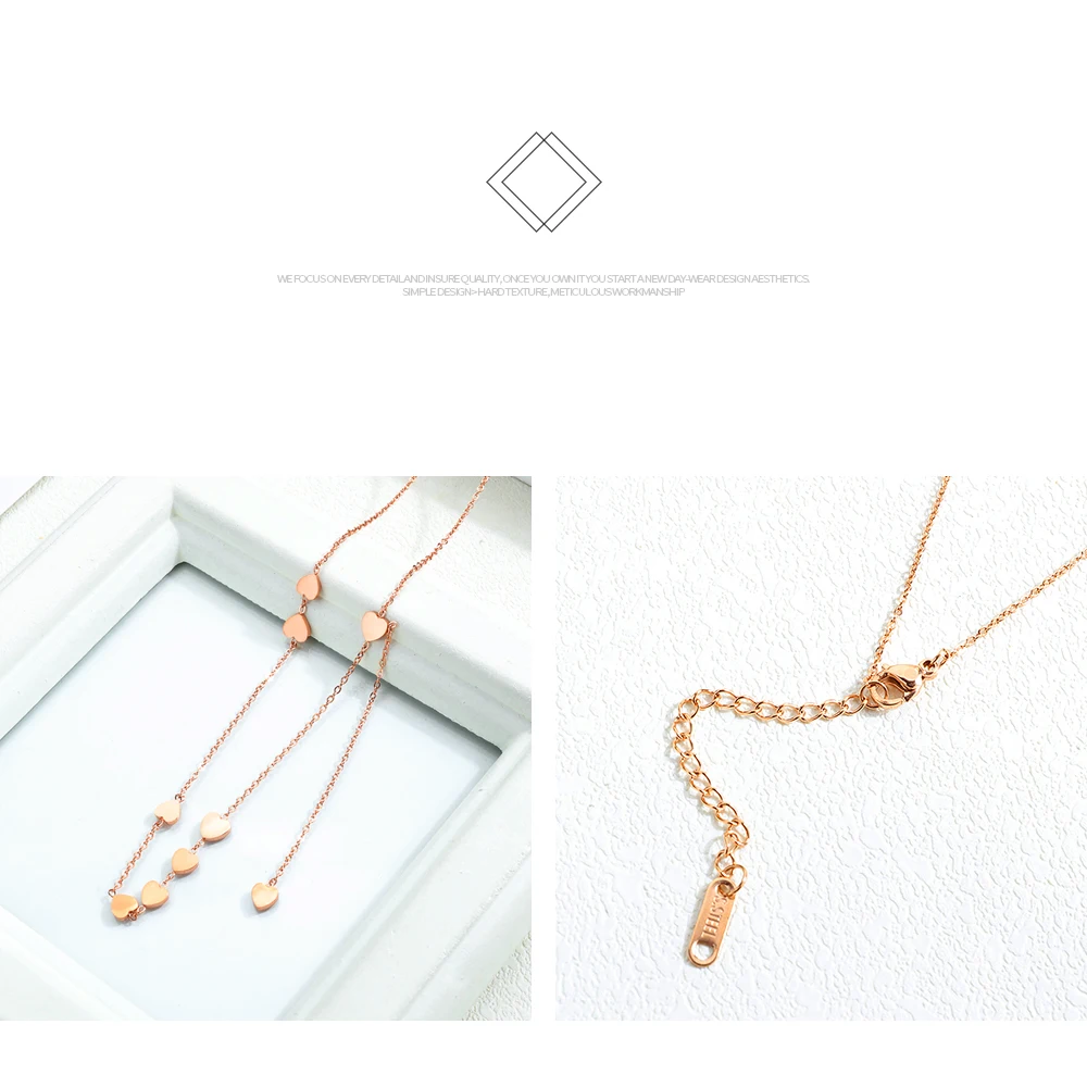 Женское Ожерелье с сердечком и цепочкой в форме ключицы розовое золото