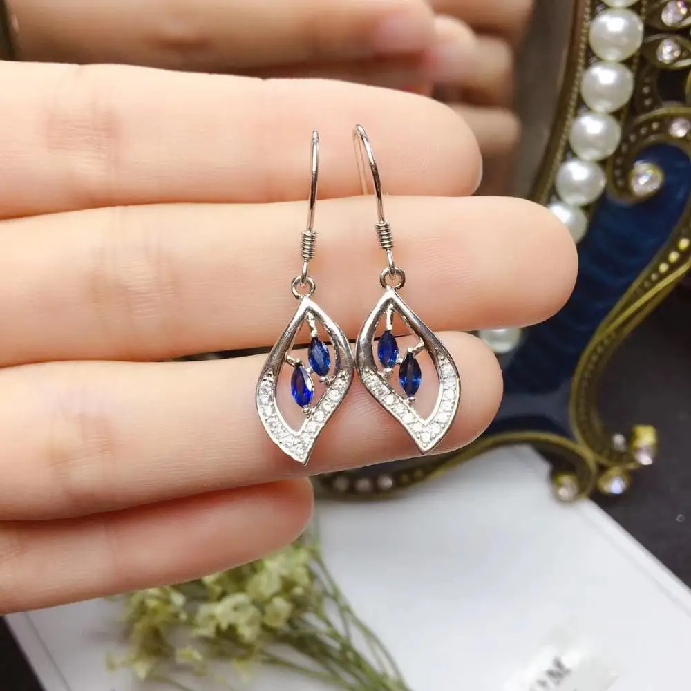 

Серьги женские Висячие с голубым сапфиром, серебро 925 пробы