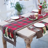 nordic christmas table runner decoration cotton linen lattice restaurant table banner cover tablecloth hotel home decor