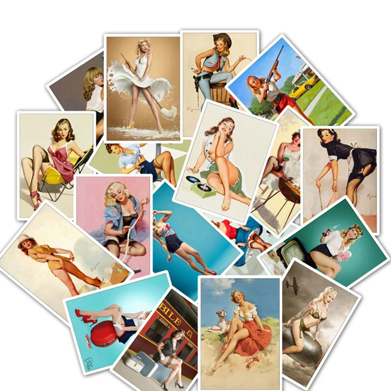 

25Pcs Mixed World War II Sexy Girl Poster Computer Stickers Waterproof Refrigerator Luggage Decal For MacBook/HP Laptop Sticker