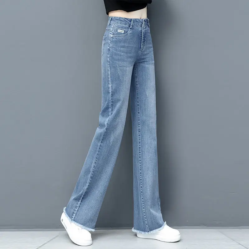 

Pierced jeans women's black Plush pants high waist thin versatile pencil legged pants
