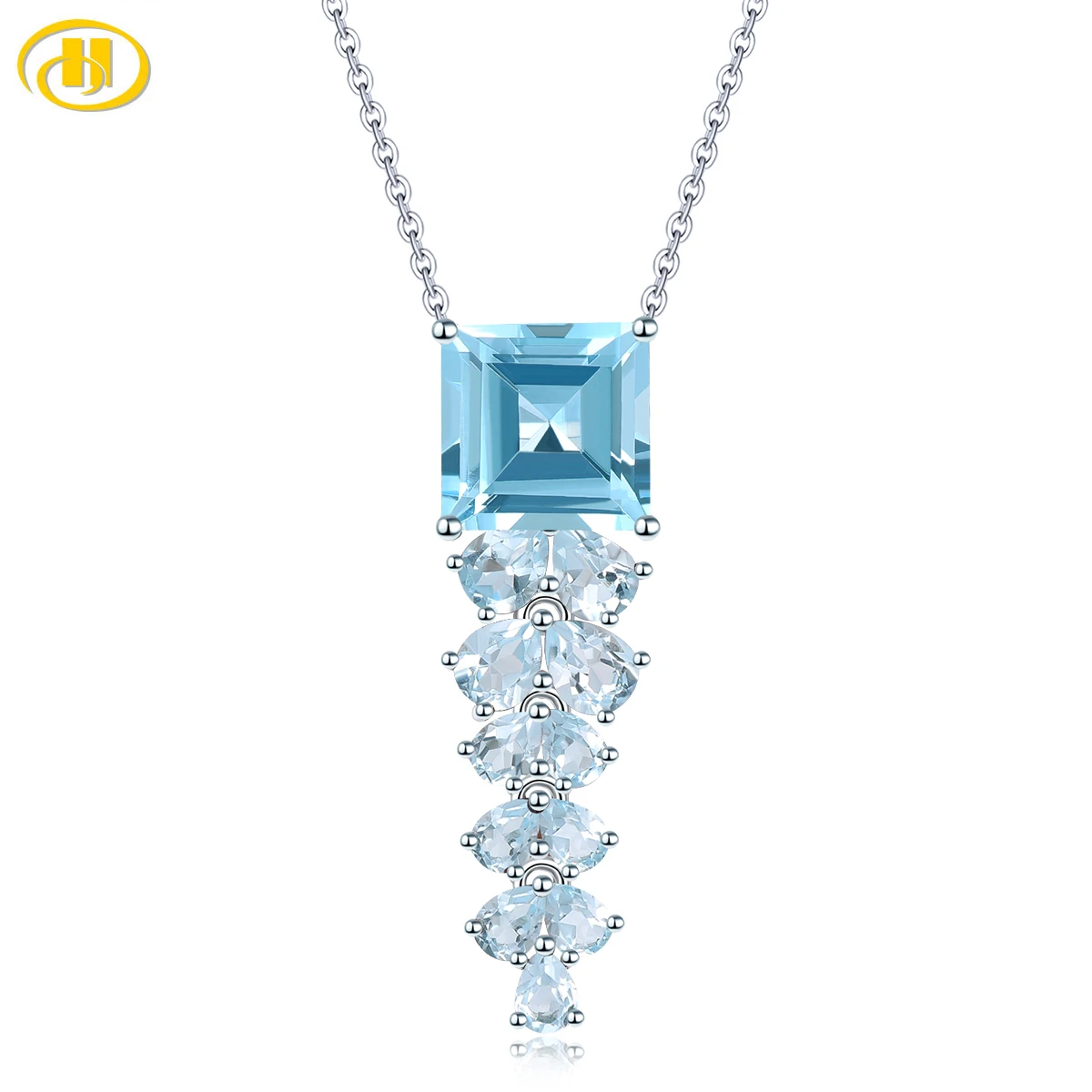 

Natural Octogan 10mm Sky Blue Topaz or Red Garnet Solid 925 Sterling Silver Pendant Elegant Design for Women's Party