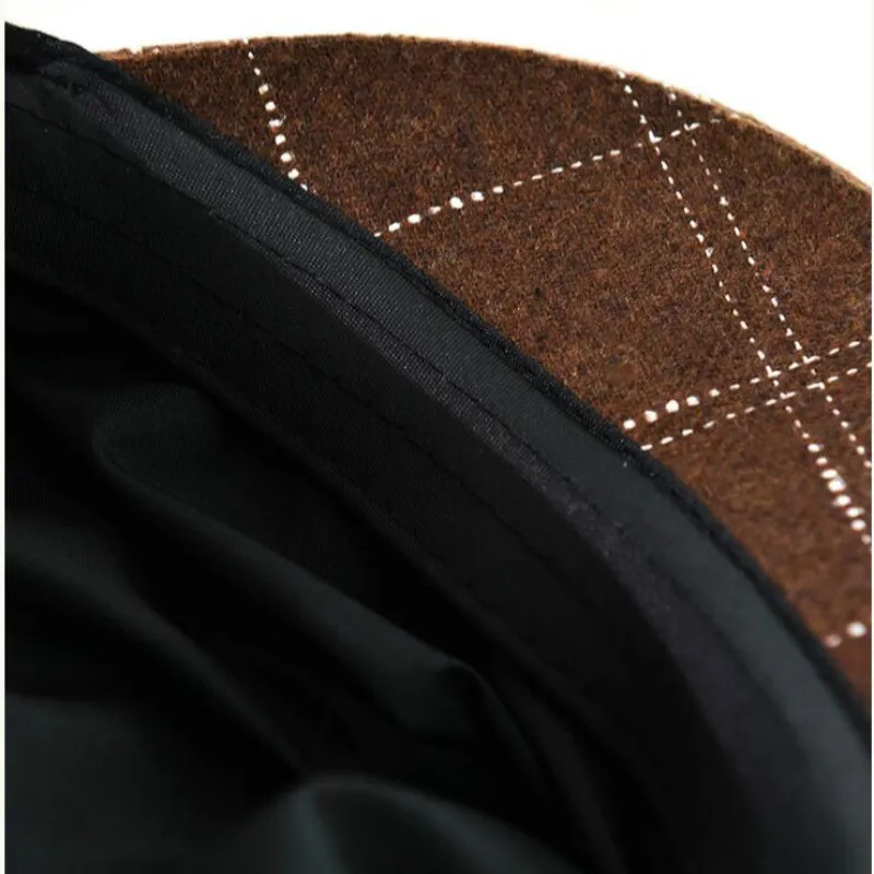 Винтажная клетчатая кепка газетчика Осень Зима Ретро восьмиугольная модная